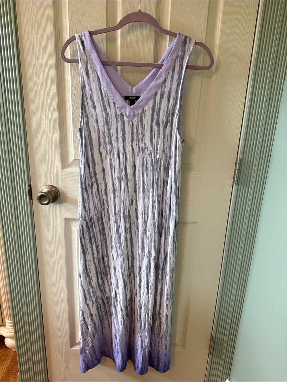 Vera Wang Lavender, gray and white and  V-Neck Maxi Dress